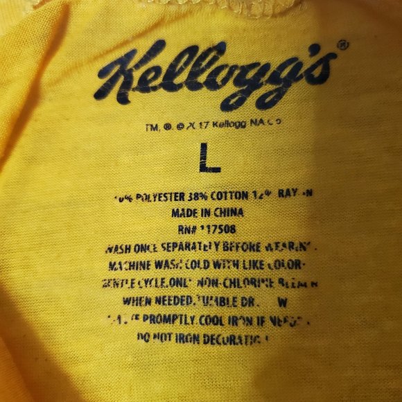 Kellogg’s Eggo Burnout Yellow Tee, Lg - Picture 3 of 4